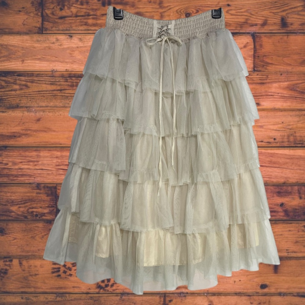 Nelle Fantasia Fairycore Tiered Whimsy Mesh‎ Fairy Skirt Medium
